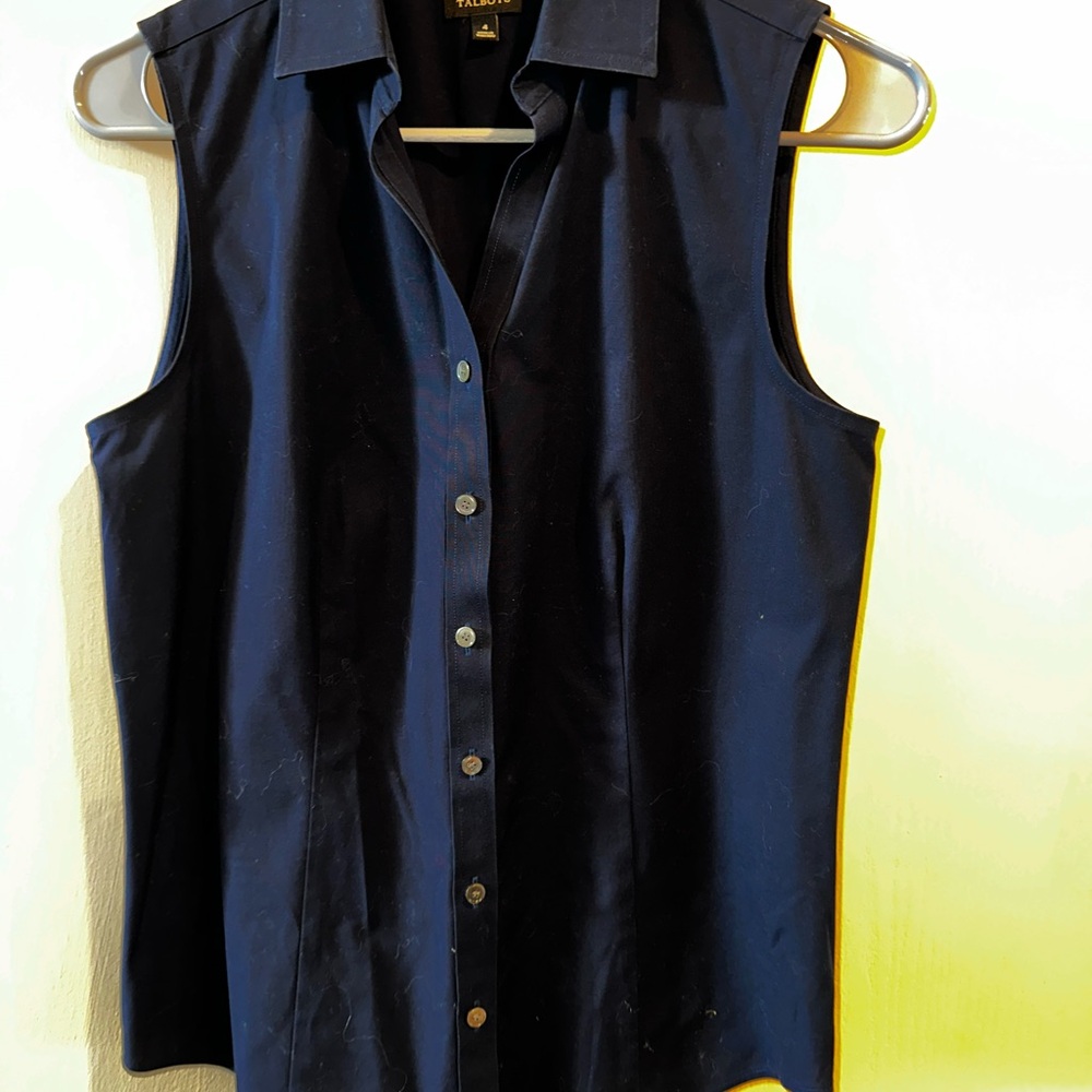 Talbots Blue Sleeveless Button Down Shirt
